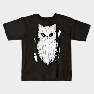 Vintage halloween Kitty ghost Kids T-Shirt